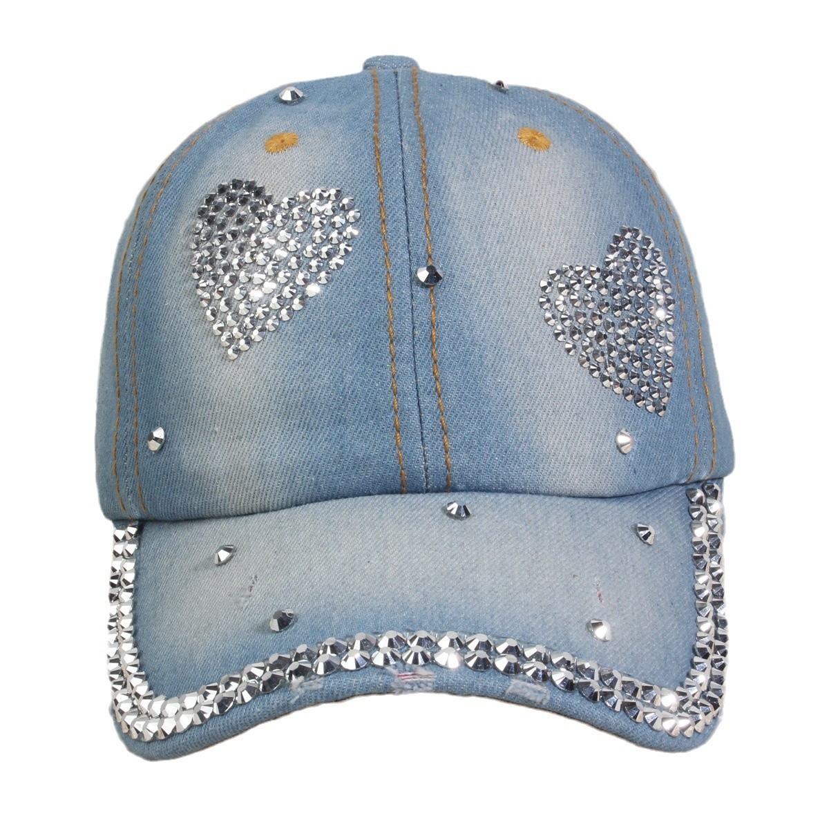 牛仔镶钻棒球帽弯檐男帽女帽百搭款遮阳鸭舌帽夏季休闲百搭帽子详情23