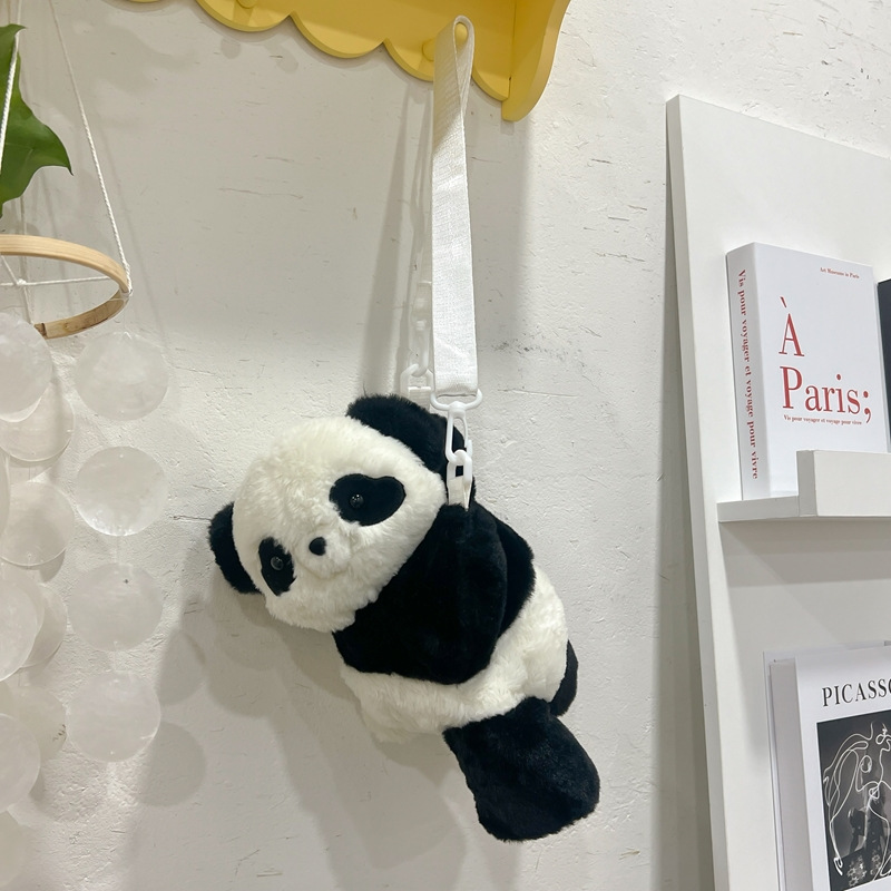 2024新款时尚熊猫双肩包清新甜美可爱卡通毛绒玩具包仿真抱枕背包详情45