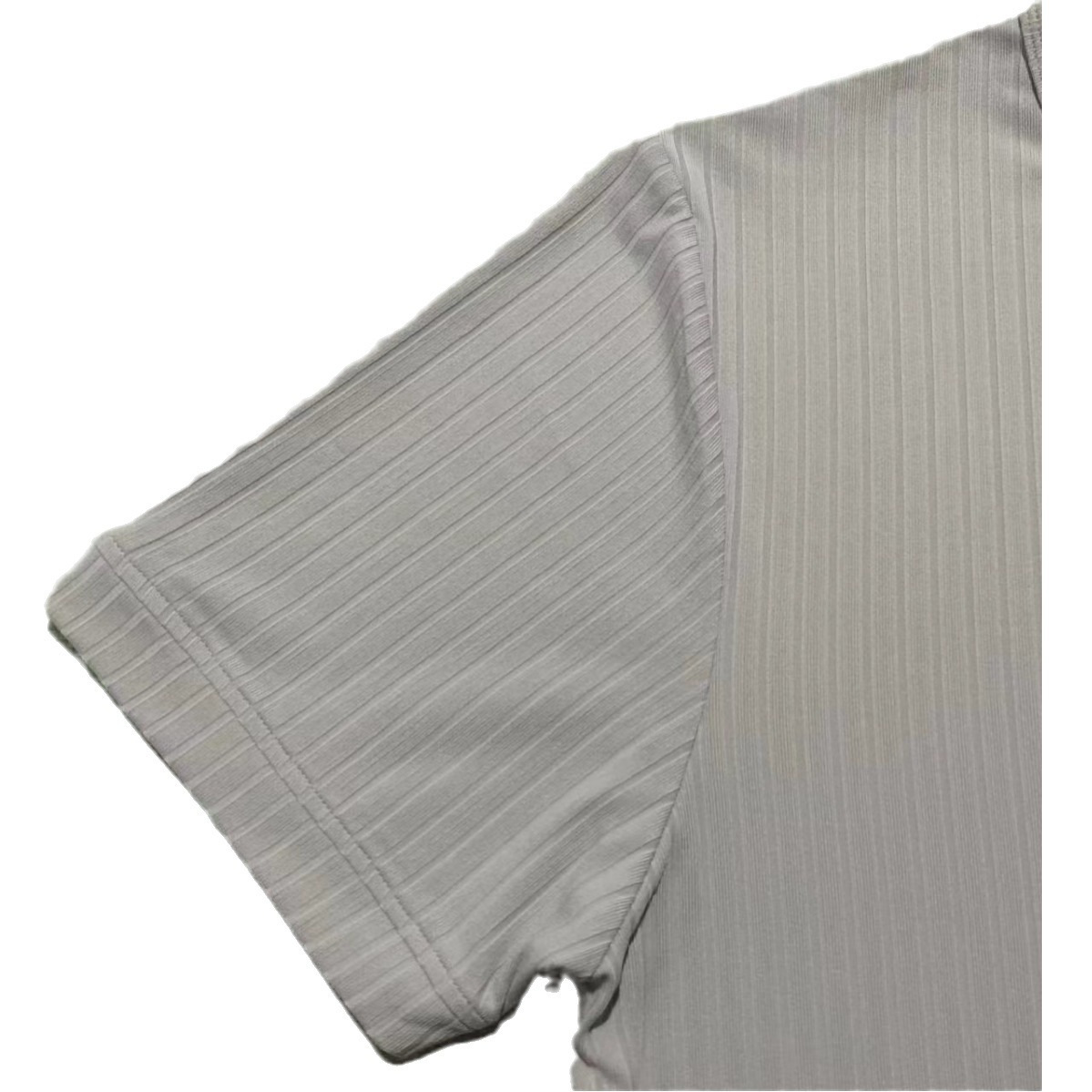 Temu跨境速卖通2025新款男士短袖上衣坑条V领修身短袖亨利T恤衫夏详情19