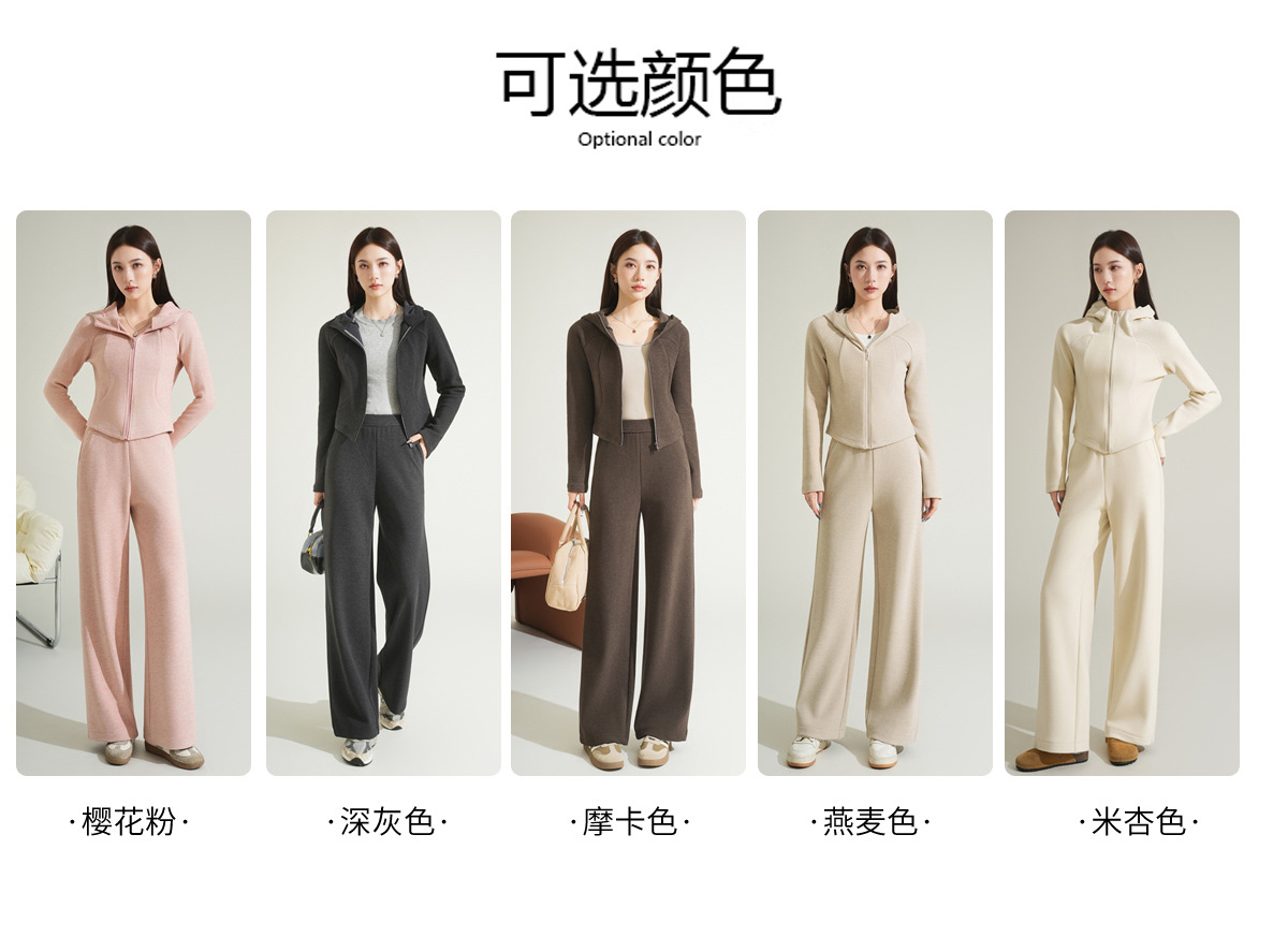 Cashmere and silk sports sweatshirt set for women, winter thickened with fleece and hooded casual set for women, windproof and warm for autumn and winter pic 17