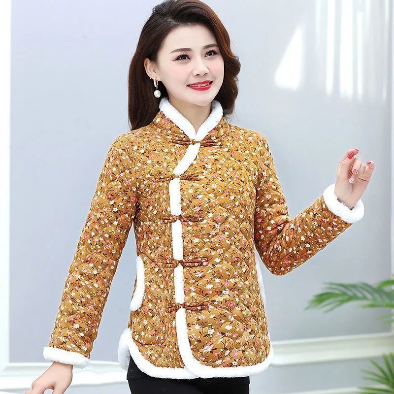 Choyin mesh chaqueta acolchada bandeja de cierre tang chaqueta de algodón noreste chaqueta de algodón grande flor chaqueta de año nuevo chaqueta chaqueta de algodón estilo chino étnico mujeres pic 9