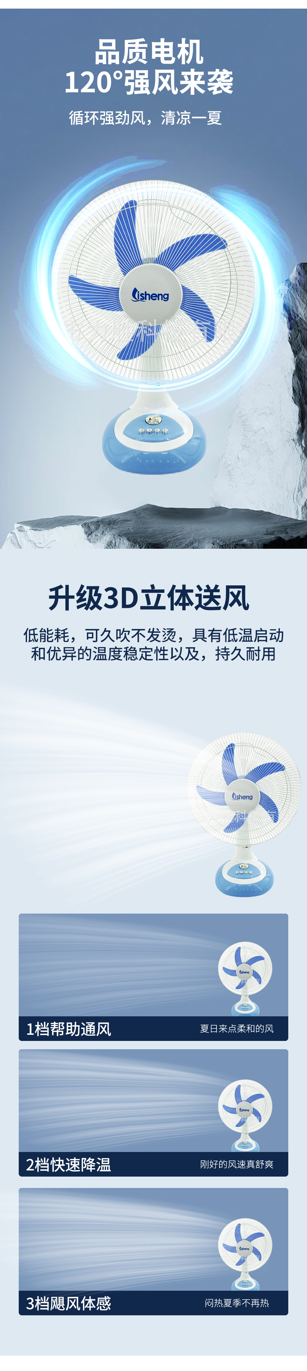 跨境专卖AC/DC台扇带定时器直流12V高速电机便携式台扇亚马逊 pic 4