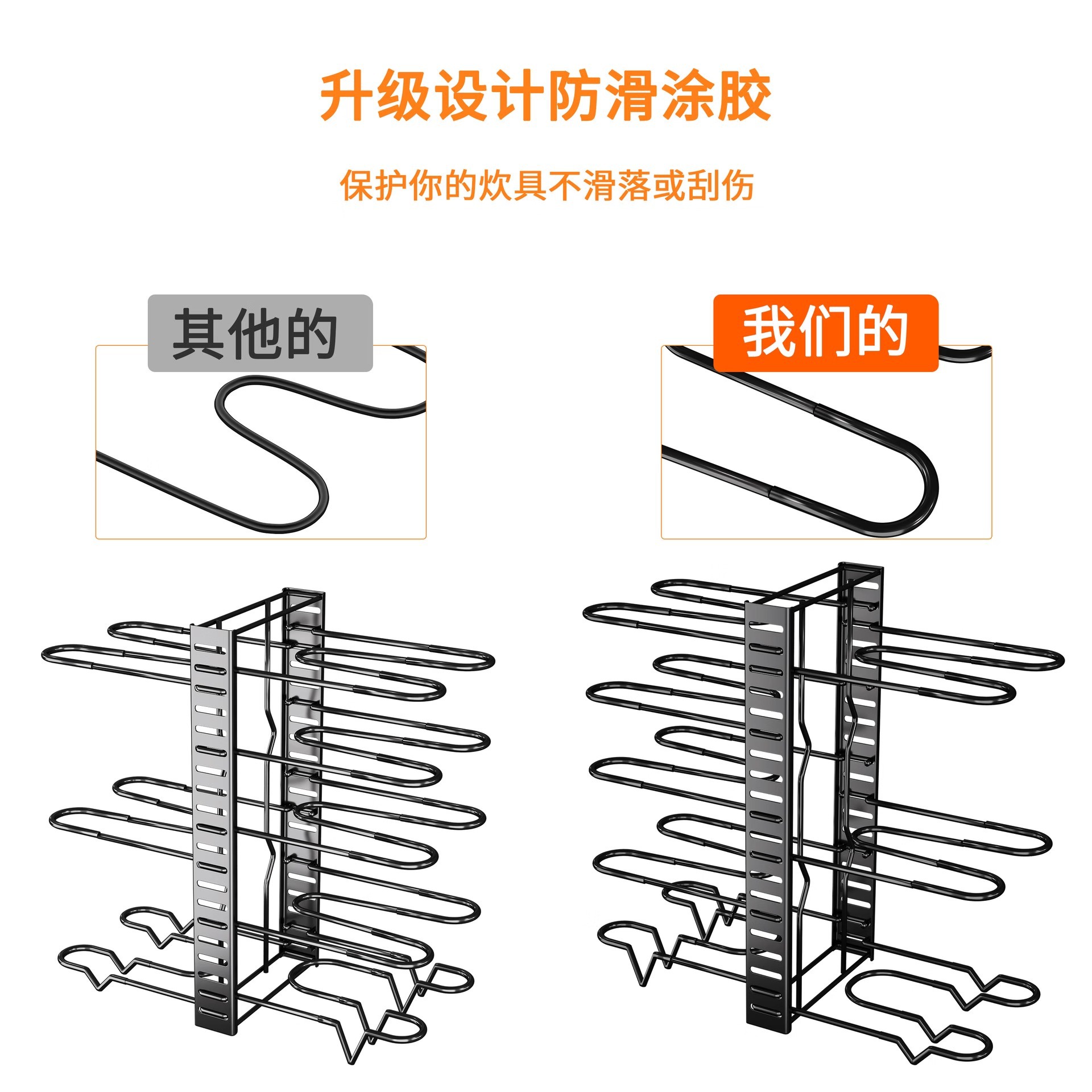 锅架多层置物架厨房锅盖架可调节锅架收纳架立式多功能台面置物架详情7