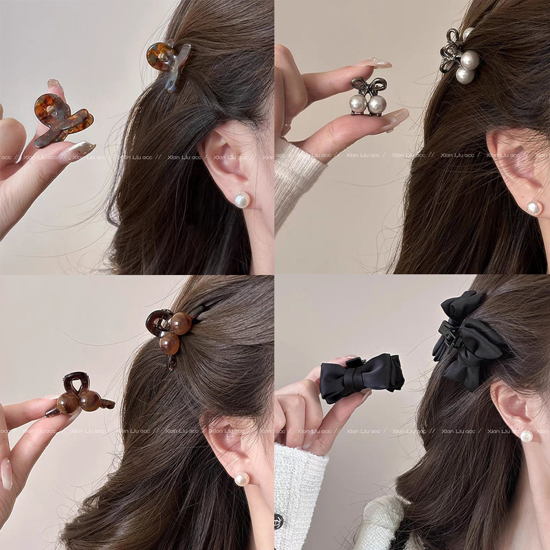 Amber cherry mini hair clip for women, 2025 new style, high-end princess hairstyle, side bangs, hair clip, shark clip pic 1
