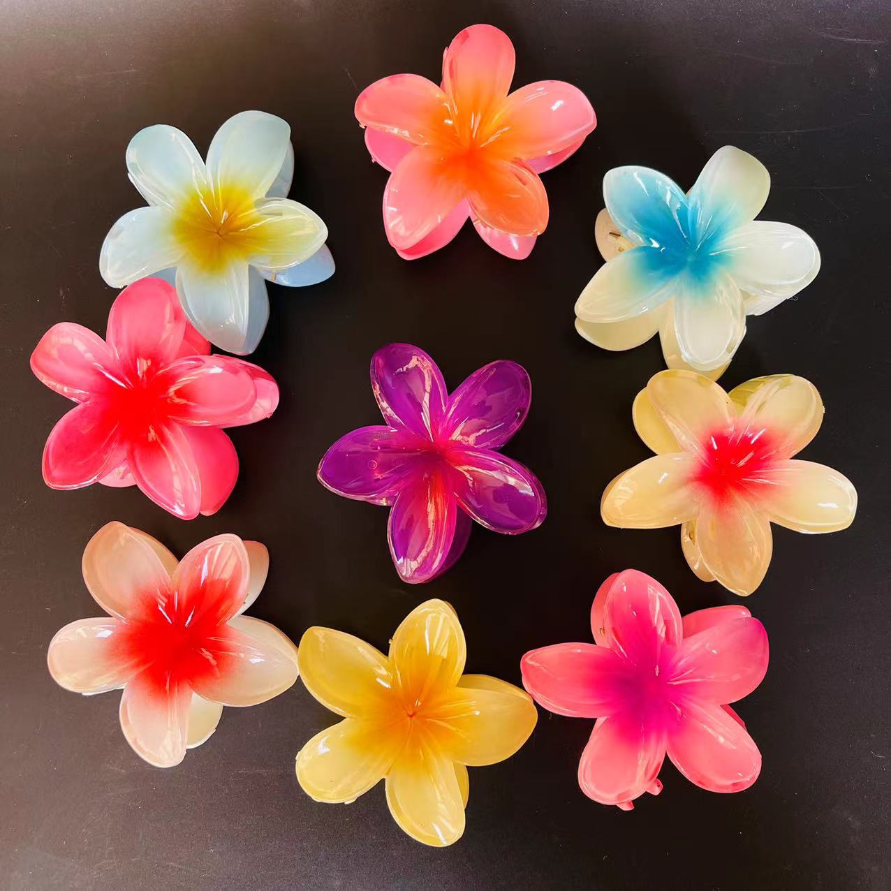 【 Zone 1-12 】6996 painted Purple Gold Flower 12/ Pack 1200/ box Large Flower hair clip, Purple gold Flower Gripper, colored gripper, gripper, plastic hair clip, wholesale 1 yuan 2 yuan pic 6