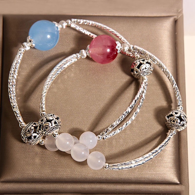 Natural aquamarine bracelet for women, light luxury, niche and exquisite aquamarine crystal bracelet, a high-end gift for your best friend pic 3