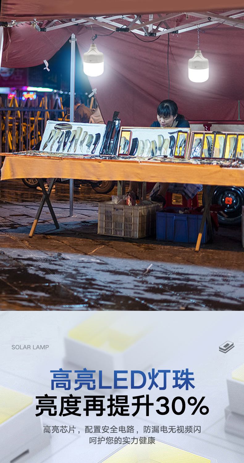 led应急灯泡led地摊夜市摆摊灯户外露营充电无线照明USB 节能灯详情5