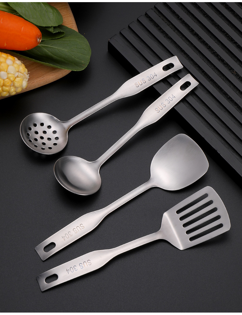 批发304不锈钢饭勺漏勺 创意儿童迷你锅铲4件套家用烹饪厨具套装详情13