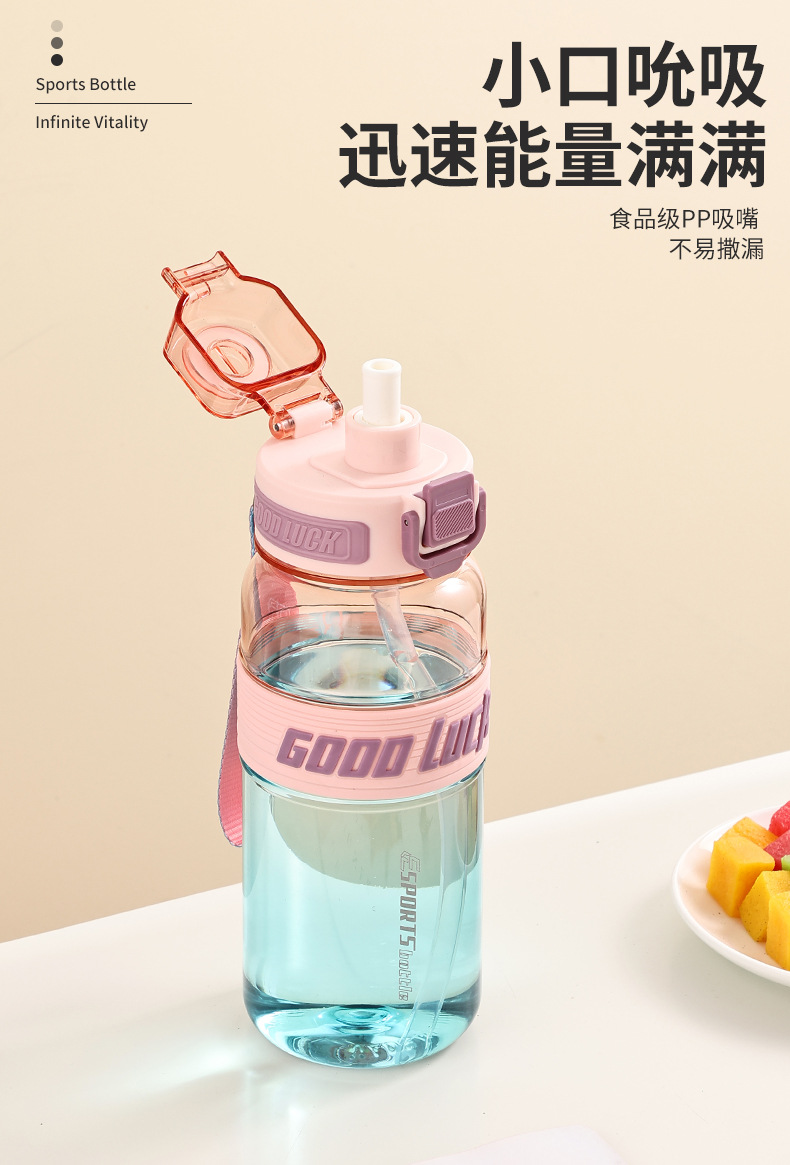 新款渐变透明运动水杯夏季大容量太空杯带盖子学生水瓶便携大水壶详情5