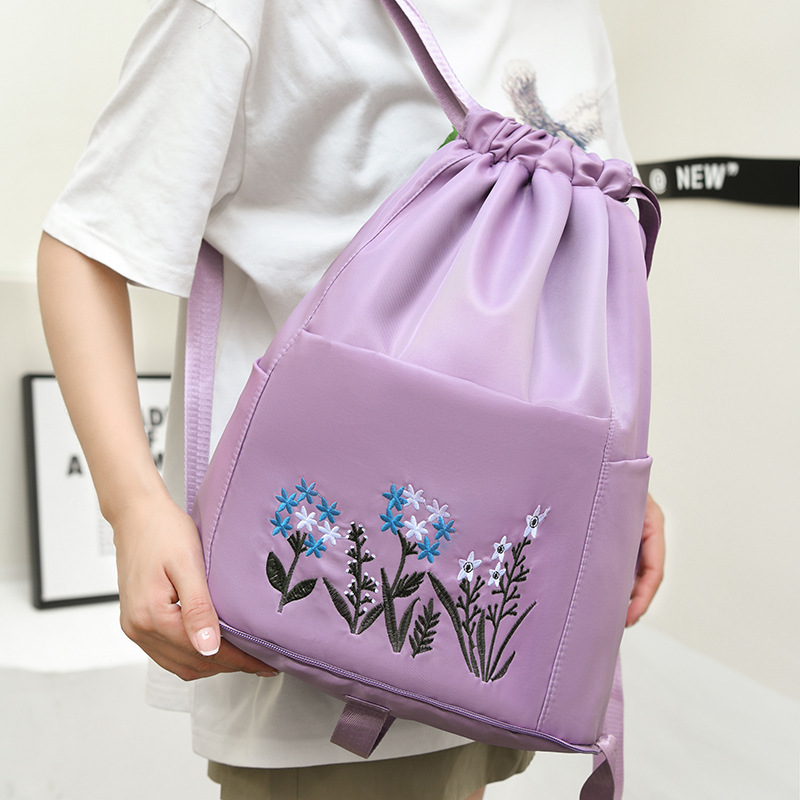 New embroidered Oxford drawstring backpacks with large capacity, fashionable outdoor trend, travel folding backpacks, cross-border wholesale pic 35