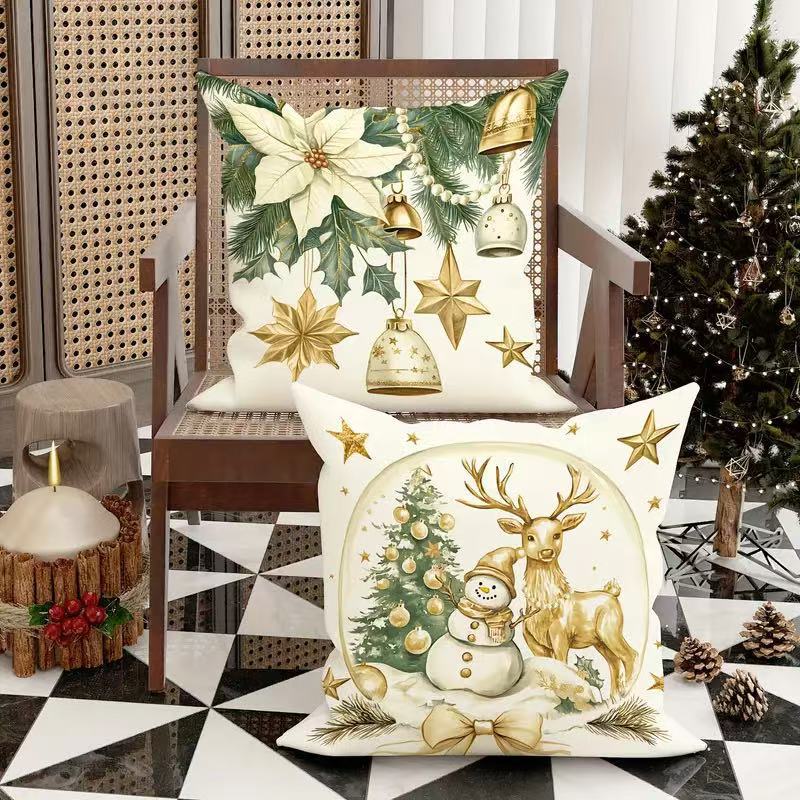 Cross-border bestseller Christmas tree print pillowcase, Christmas snowflake decorative pillowcase, new living room home pillowcase pic 6