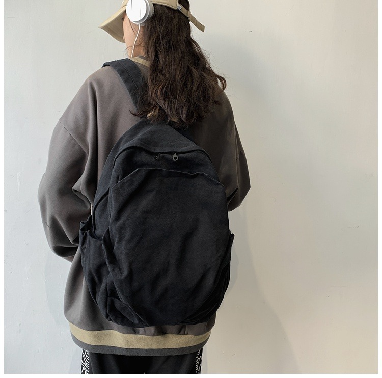 书包女休闲复古耐磨帆布双肩包男女日系大学生简约百搭旅行背包男详情27