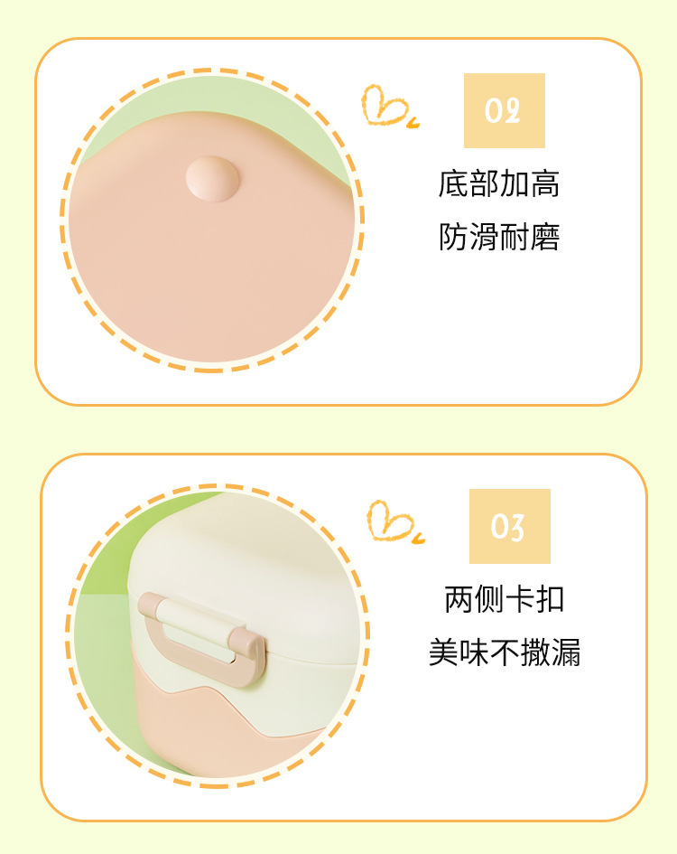 可爱便携上班族饭盒食品级便当盒密封分隔餐盒学生可微波加热卡通详情9