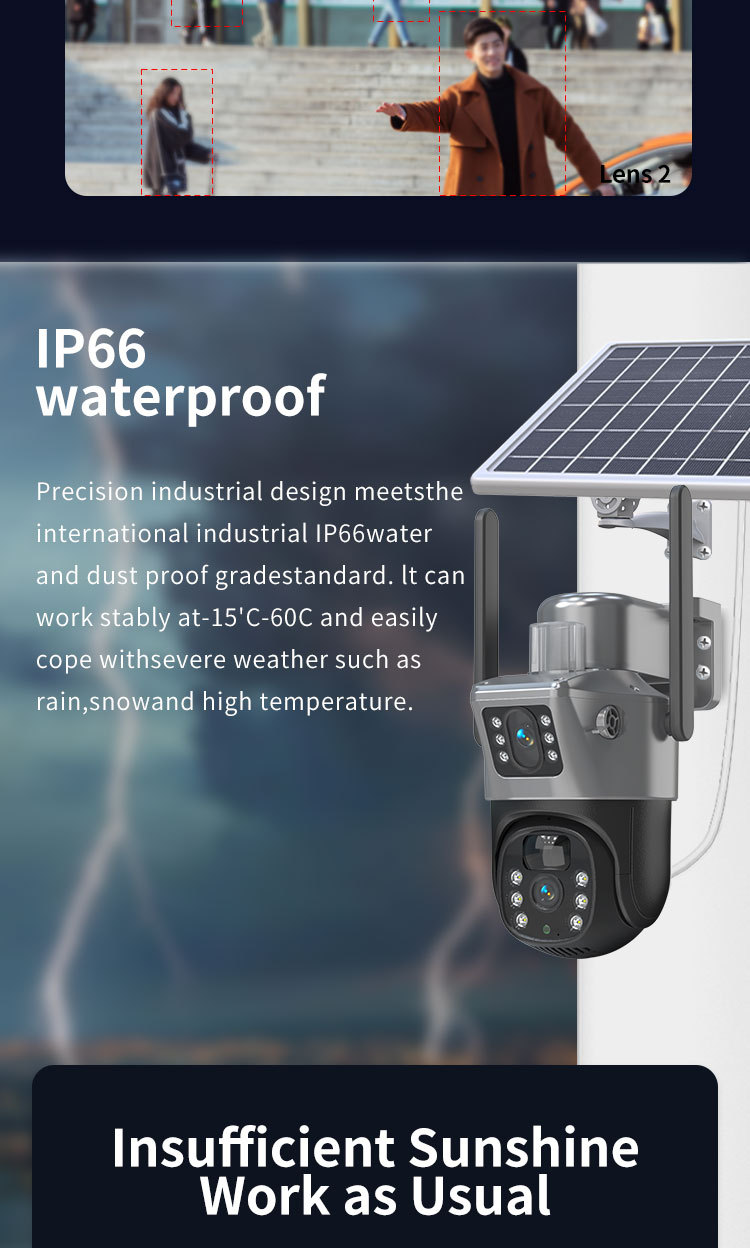 室外4G太阳能监控摄像头夜视高清网络无线wifi监控器家用远程探头详情5
