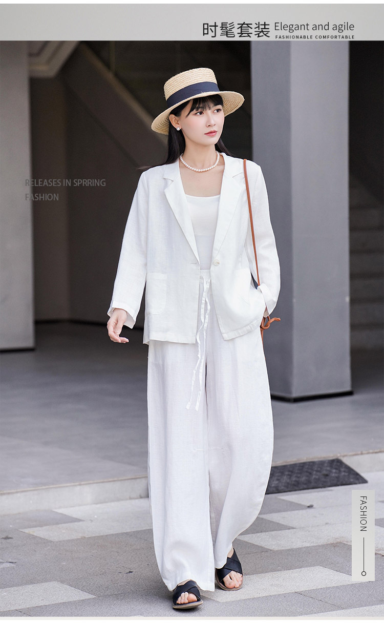 亚麻阔腿裤女夏新款高腰薄款垂感高级感休闲宽松窄版直筒长裤女裤详情2