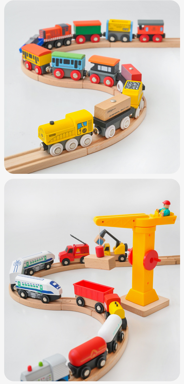 儿童小火车头车模玩具木制质滑行车惯性磁性盒装小车兼容木质轨道详情38