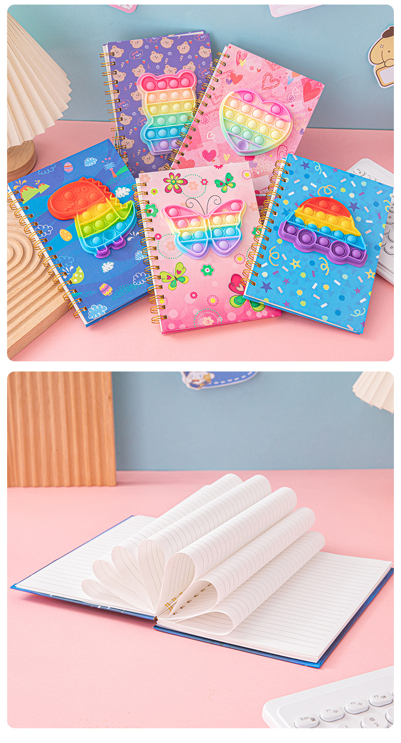 A5卡通解压笔记本灭鼠先锋彩虹金属线圈本学生硅胶泡泡手账记事本详情11
