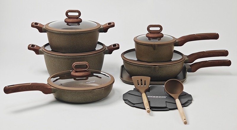 15/16 pieces cookware set 15/16 pieces non-stick pot set, tourmaline die-cast aluminum pot with bottom heat pic 14