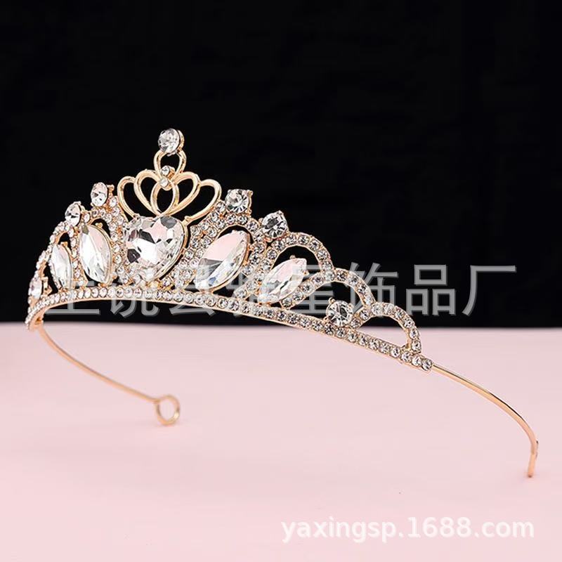 Europa y américa venta caliente niños corona accesorios de pelo princesa alloy strass corona show show niños cumpleaños cabeza aro mujer pic 7