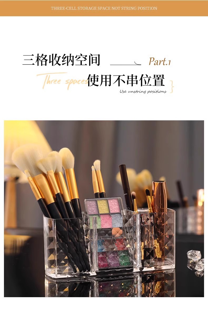 化妆刷收纳盒桌面梳妆台刷子筒大容量眉笔桶口红透明化妆品置物架详情3