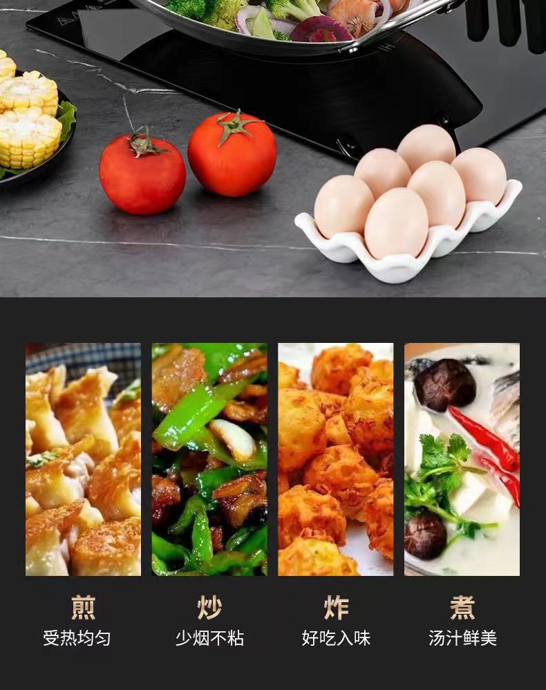 Cross-border stainless steel wok, non-stick wok, household round bottom without coating, household iron wok, food-grade double-ear wok pic 10
