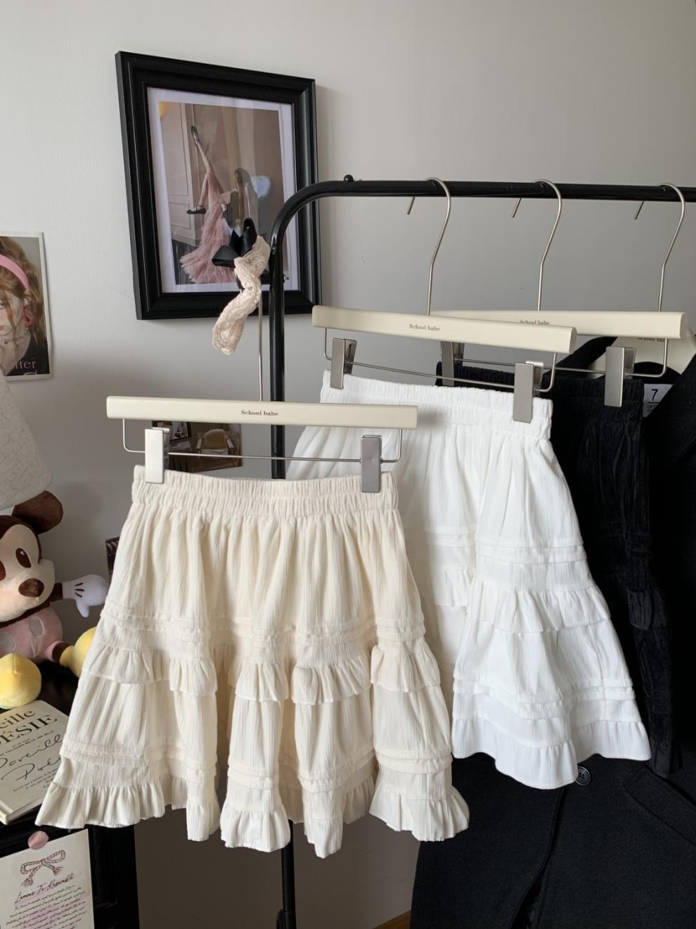 白色芭蕾风蛋糕半身裙女秋冬高腰显瘦松紧腰A字裙蓬蓬百搭短裙子详情20