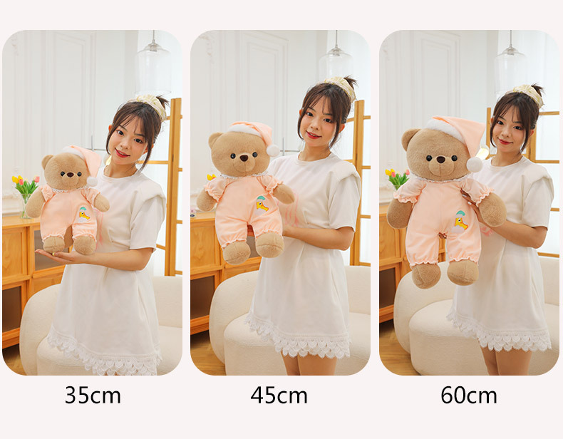可爱睡衣小熊毛绒玩具公仔批发跨境新款动物抱枕玩偶儿童安抚娃娃详情12