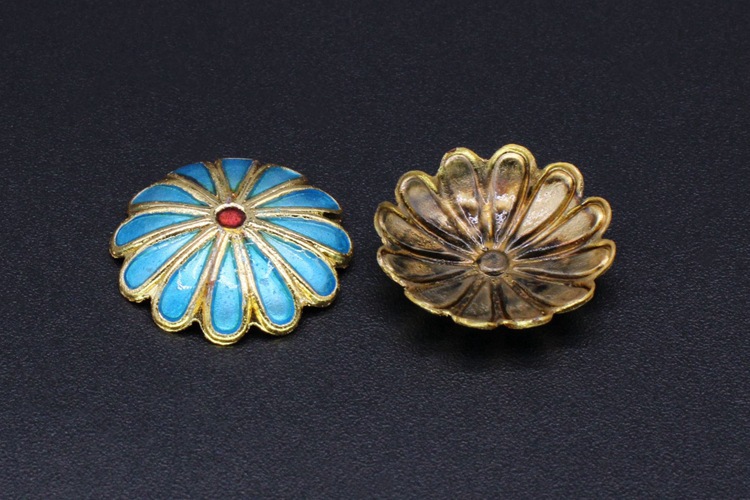 Traditional high-temperature enamel mechanism silver-blue decorative inlaid veneer Cloisonne 12-petal phoenix tail single piece pic 4