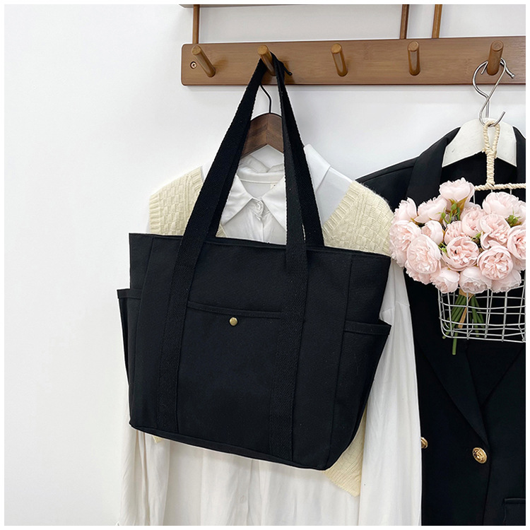 大容量托特帆布包上班外出高颜值通勤百搭文艺学生装书单肩布袋包详情32