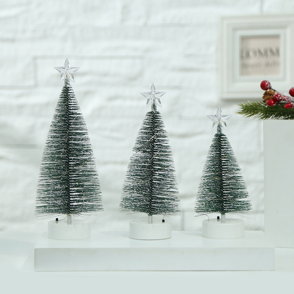 工厂直销迷你圣诞树场景装饰品带彩色灯光星星树顶的圣诞树批发详情1