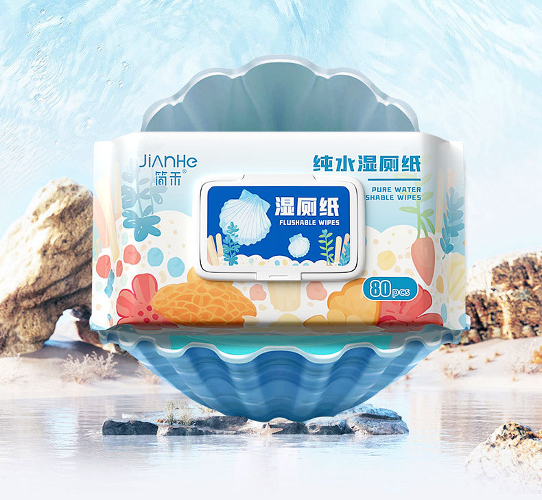 80抽大包湿厕纸家用可冲散可降解家庭装卫生擦屁屁湿巾湿纸巾详情7