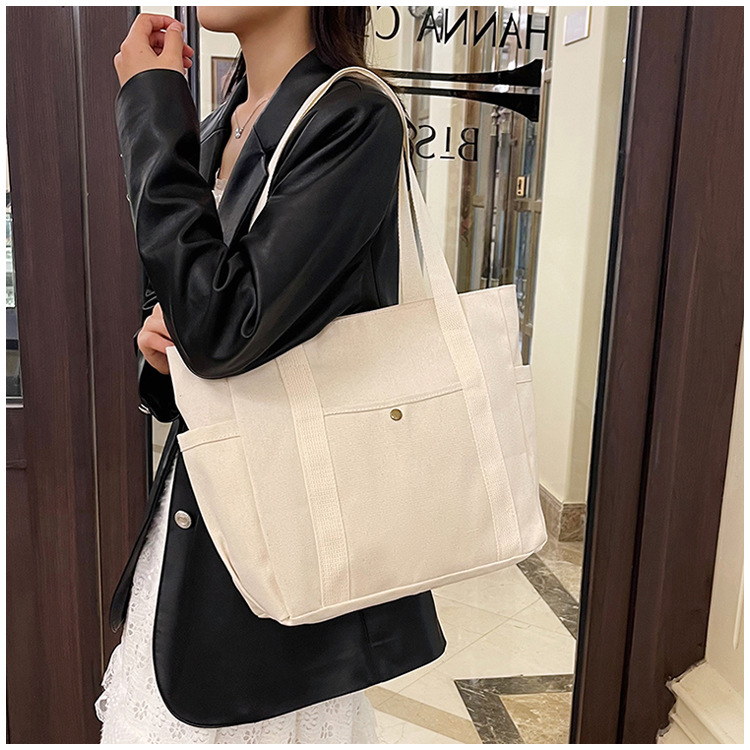 大容量托特帆布包上班外出高颜值通勤百搭文艺学生装书单肩布袋包详情23