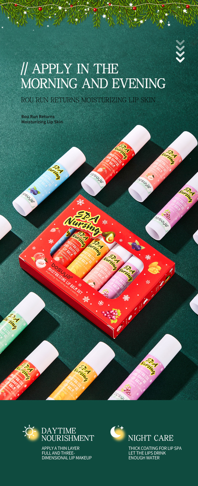 【 Cross-border Exclusive 】bosuya Christmas Lip Balm Hydrates, moisturizes, prevents dryness and cracking, and reduces lip lines. A bestseller on Amazon pic 11