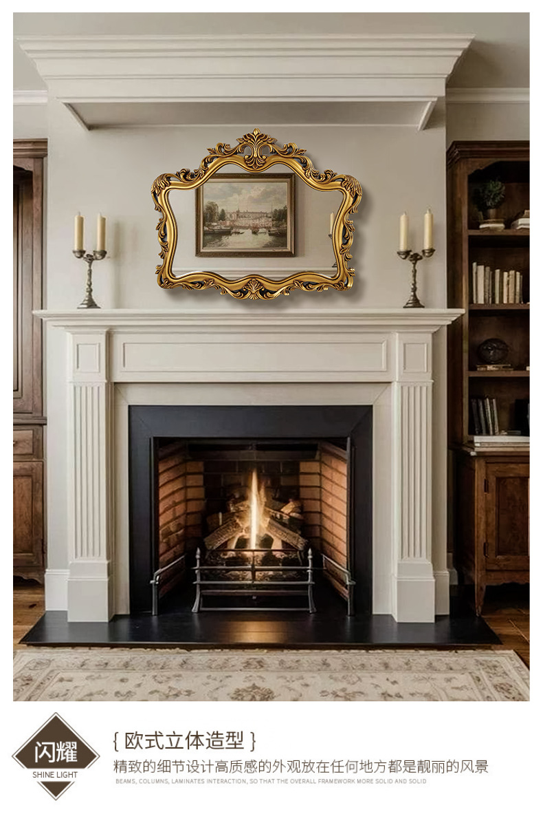 新款雕花浴室镜欧式复古美式卫浴镜酒店壁挂装饰镜梳妆卫生间镜子详情35