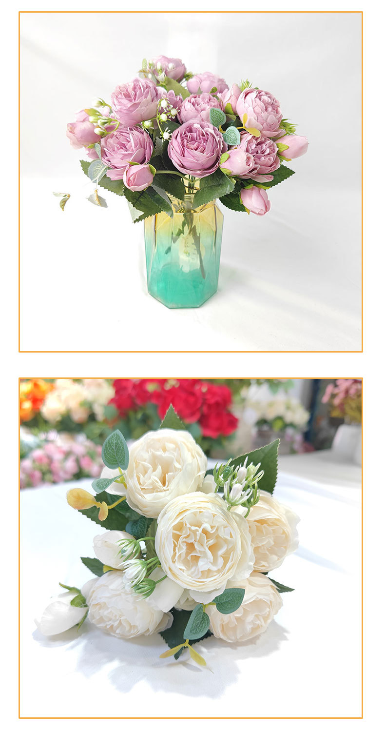 仿真菲丽波斯牡丹玫瑰花束家居客厅餐桌摆设 婚庆装饰 新娘手捧花详情10