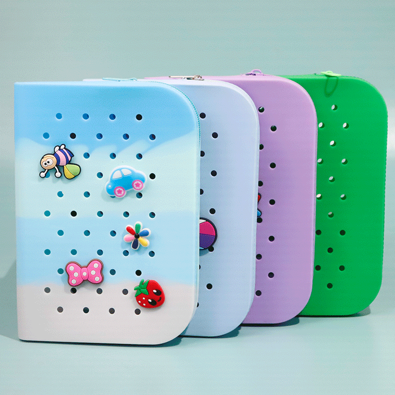 新款洞洞笔袋创意硅胶便携大容量文具收纳DIY可爱铅笔盒批发详情4
