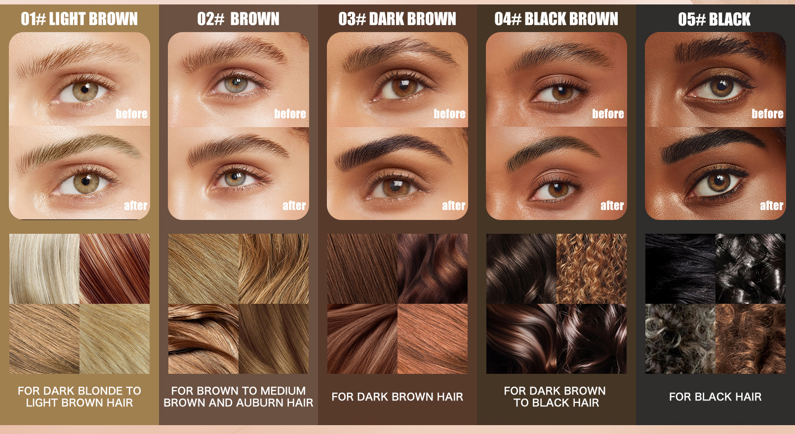 亚马逊TK爆款W3W双头毛刷头眉笔防水防汗野生4D仿真2in1液体眉笔详情8