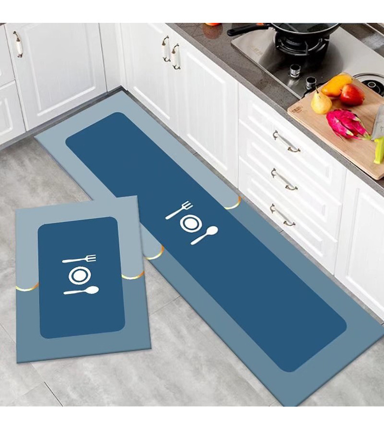 Cross-generation simple solid-color diatom mud floor MATS, kitchen water-absorbing and dirt-resistant two-piece set floor MATS, bathroom easy-to-maintain door MATS pic 4