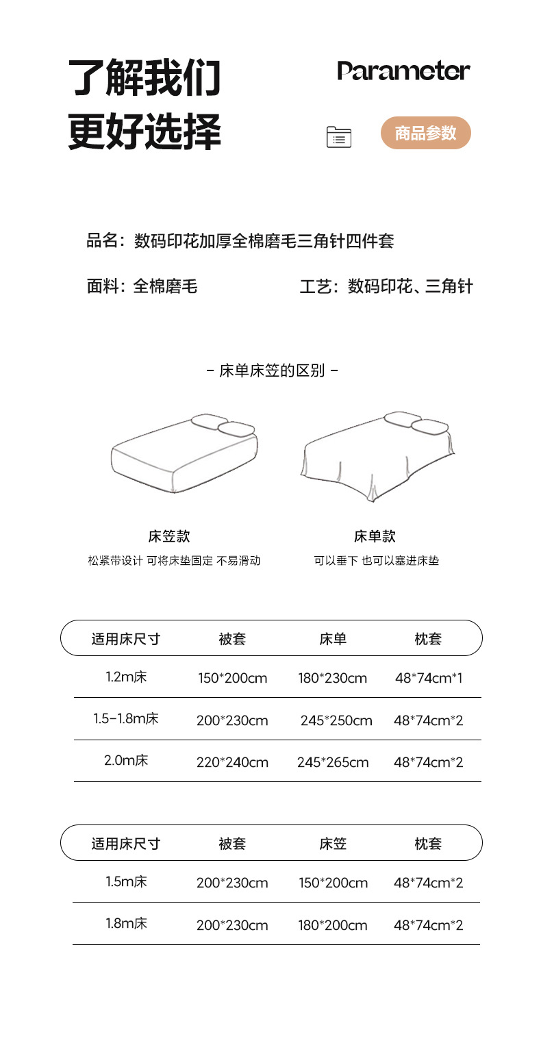 Simple autumn and winter pure cotton brushed bed four-piece set, thickened all-cotton quilt cover, light luxury and high-end bed sheet three-piece set pic 18