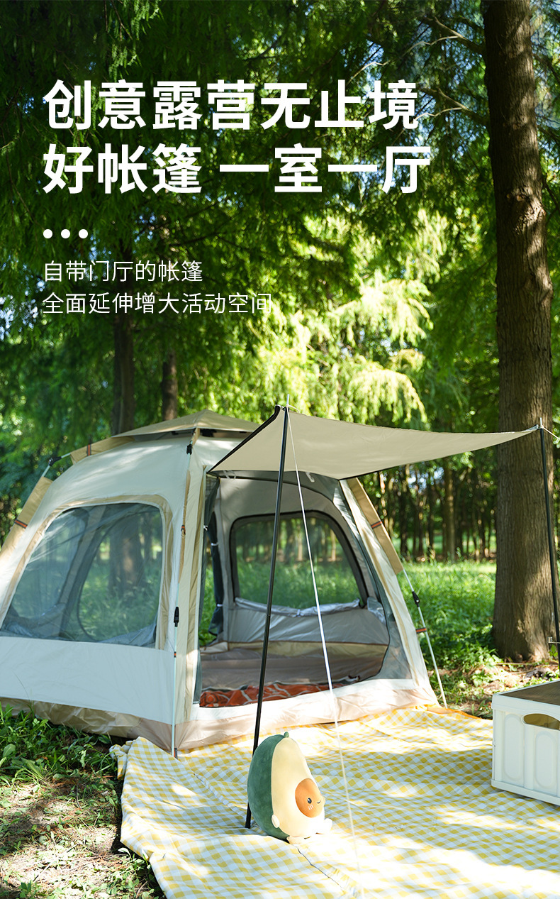 Wholesale of 3-4 person outdoor camping tents, hexagonal fully automatic folding quick-opening canopies, thickened rainproof self-driving equipment pic 11