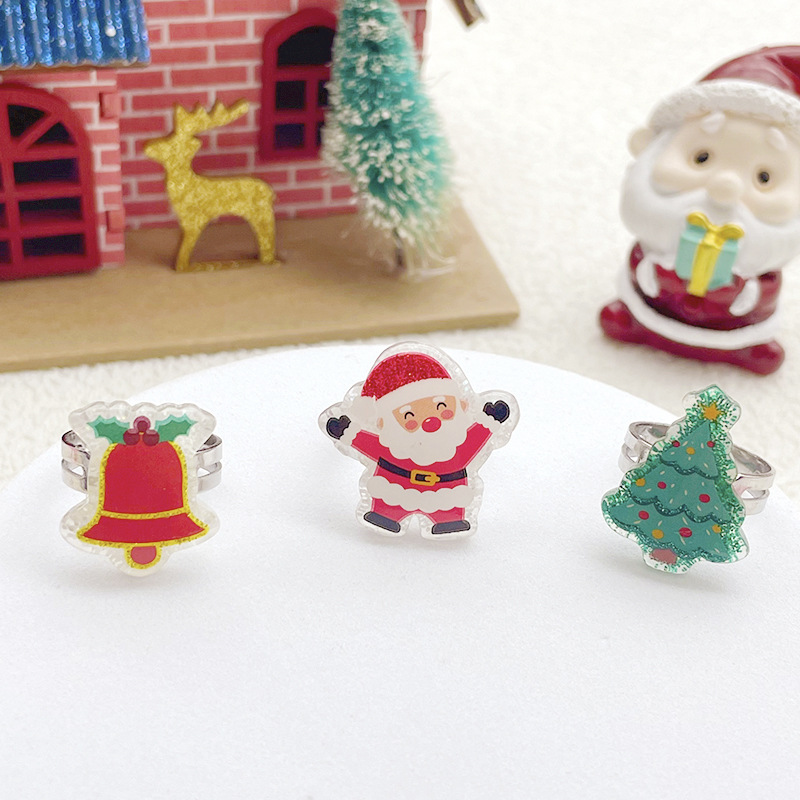 【可以】新款卡通树脂可调节戒指玩具圣诞儿童戒指圣诞节日礼物详情12