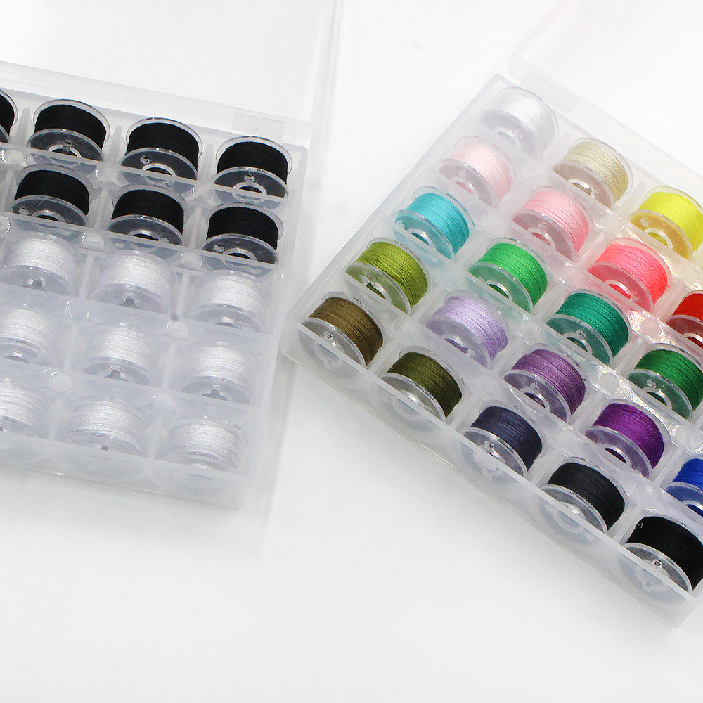 厂家批发家用缝纫机梭芯彩色绕线梭心25/36格梭心套装彩色缝纫线详情25