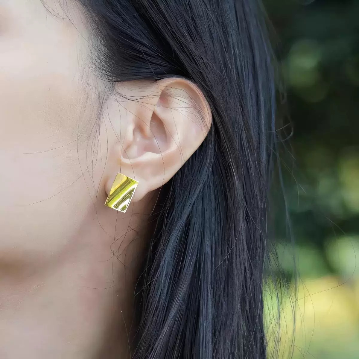 FANGY*法式小金砖耳钉时尚通勤高级感轻奢成熟风精致几何方形耳钉详情5