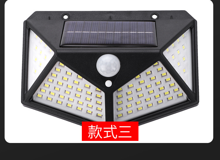 Cross-border 100led solar wall lamp, human body sensing light control, waterproof garden lamp, outdoor small street lamp, solar lamp pic 15