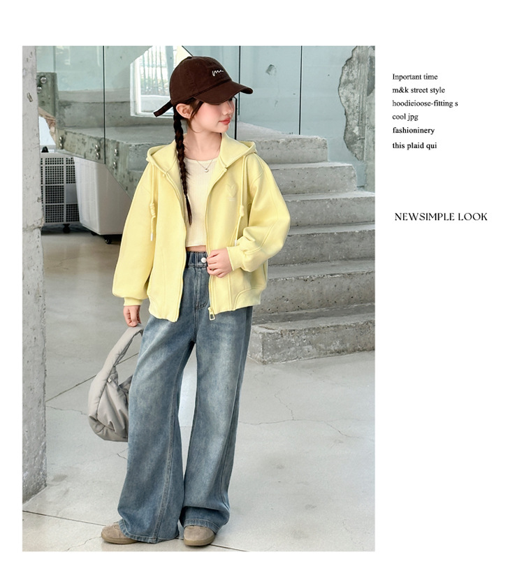 女童春秋款韩版休闲连帽卫衣外套中大童初中生洋气时尚儿童春装潮详情18