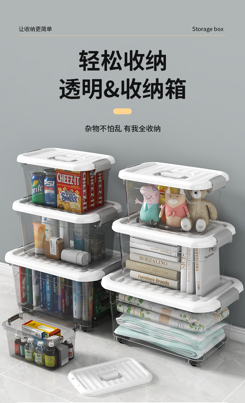 塑料透明收纳箱超大号加厚家用被子衣物储物箱搬家杂物玩具整理箱详情2