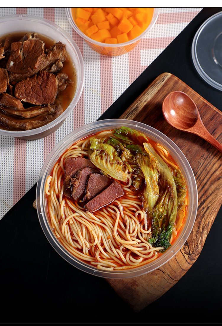 Disposable takeout packaging boxes with LIDS, thickened soup bowls, transparent round, food-grade whole cases wholesale pic 13