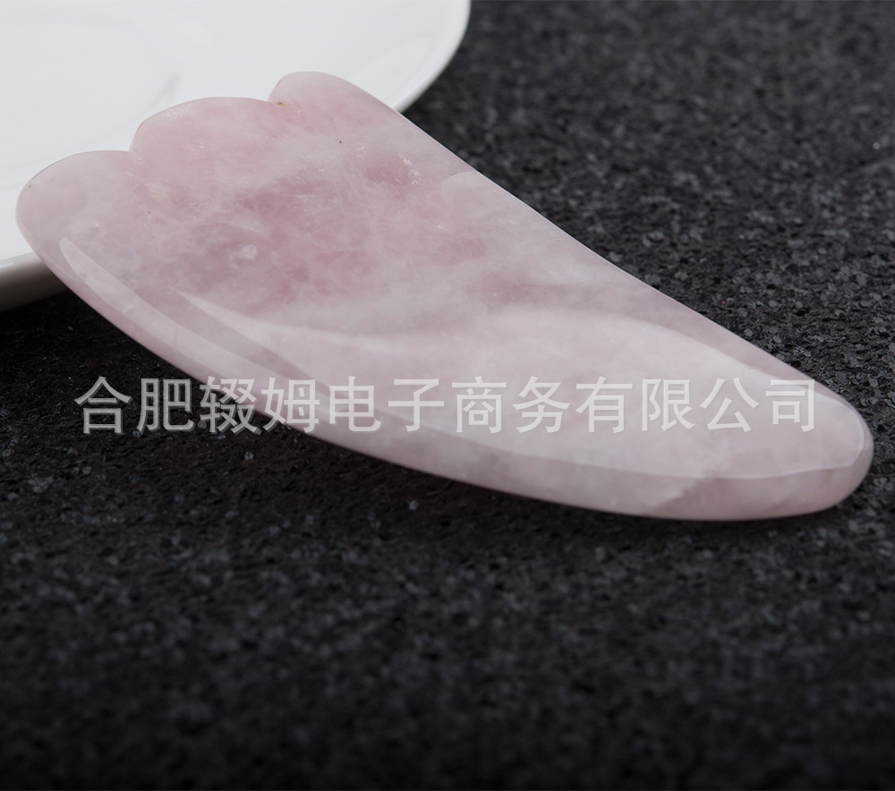 厂家天然粉晶东陵玉石羊角刮痧片脸部按摩淋巴排美容化妆拨筋片详情12