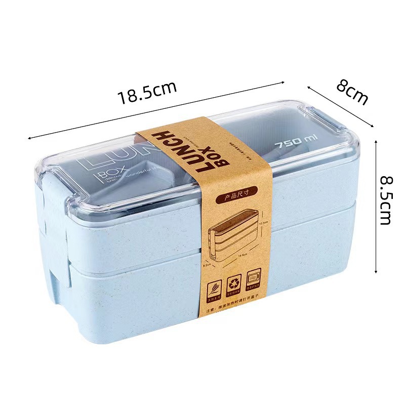 Japanese-style double-layer lunch box with tableware, large-capacity InS-style fresh-keeping box, portable lunch box, can be labeled for cross-border consignment pic 13