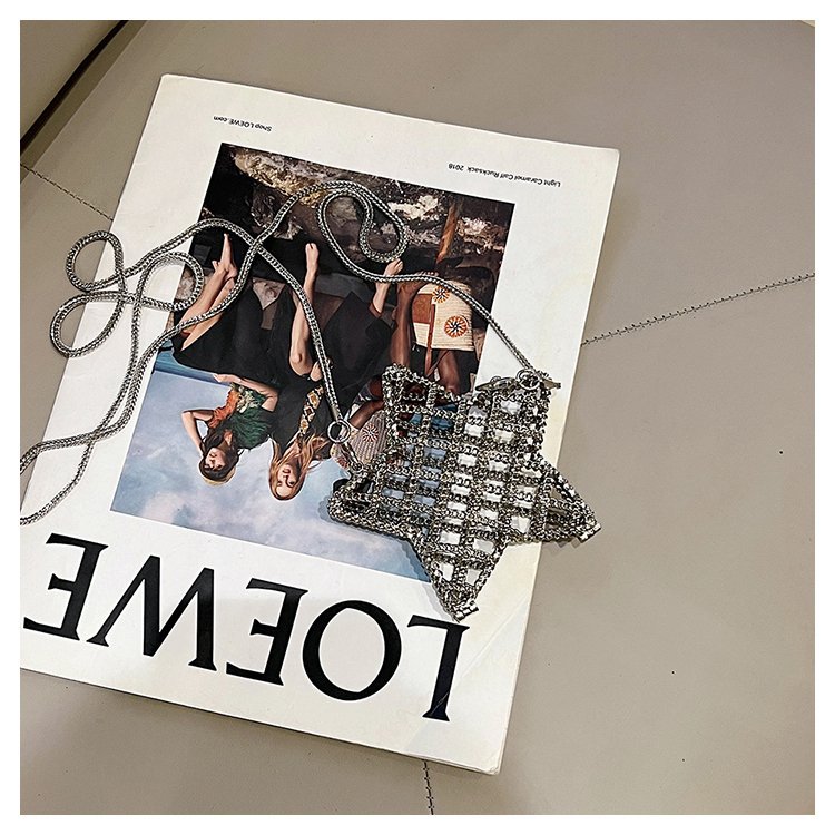 跨境2024夏新款小香风镂空金属星星包晚宴包单肩斜挎气质链条女包详情53